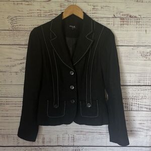 Claire.dk Women's LineBlazer EU 34 Black 100% Linen Gothic Career Steampunk